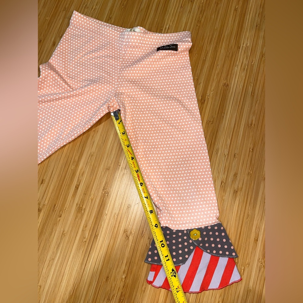 Matilda Jane Scrappy Leggings Girls Sz 6 Pants Ruffled Hem Boutique Polka Dot - Picture 5 of 6